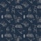 Harry Potter™ Metallic Fantastic Beasts™ Logo & Creatures on Navy Cotton Fabric